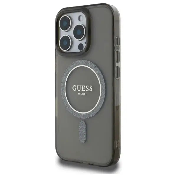 Guess IML Glitter Circle MagSafe case for iPhone 16 Pro - black - Cell phone cases and covers<<<HurtelXML
