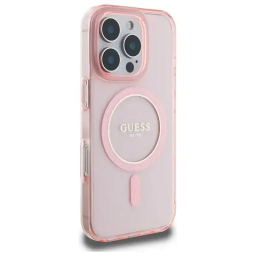 Guess IML Glitter Circle MagSafe case for iPhone 16 Pro Max - pink - Cell phone cases and covers<<<HurtelXML
