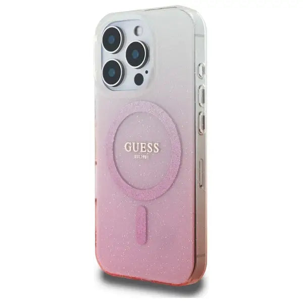 Guess IML Glitter Gradient MagSafe Case for iPhone 16 Pro - Pink - Cell phone cases and covers<<<HurtelXML
