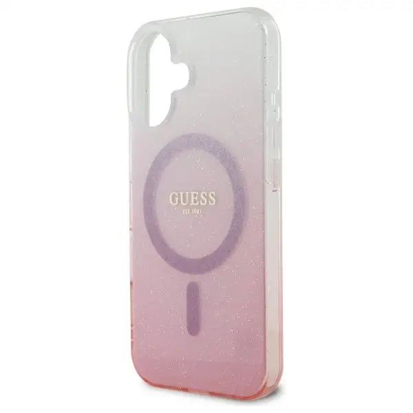 Guess IML Glitter Gradient MagSafe iPhone 16 Case - Pink - Cell phone cases and covers<<<HurtelXML