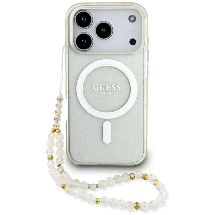 Guess IML Glitter Pearl Strap MagSafe Case for iPhone 17 Pro - Transparent - Cell phone cases and covers<<<HurtelXML