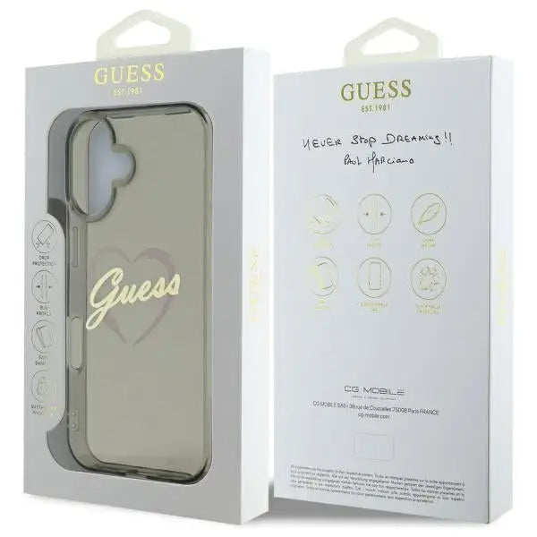 Guess IML Heart Case for iPhone 16 Plus - Black - Cell phone cases and covers<<<HurtelXML
