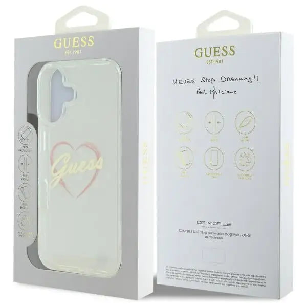 Guess IML Heart Case for iPhone 16 plus - Transparent - Cell phone cases and covers<<<HurtelXML