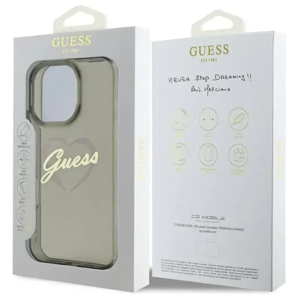 Guess IML Heart Case for iPhone 16 Pro - Black - Cell phone cases and covers<<<HurtelXML