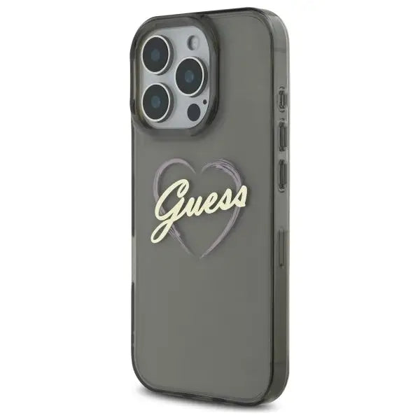 Guess IML Heart Case for iPhone 16 Pro Max - Black - Cell phone cases and covers<<<HurtelXML