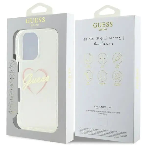 Guess IML Heart Case for iPhone 16 Pro - Transparent - Cell phone cases and covers<<<HurtelXML