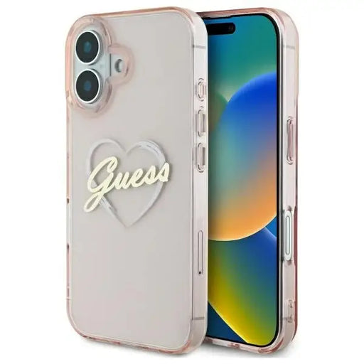Guess IML Heart iPhone 16 Case - Pink - Cell phone cases and covers<<<HurtelXML