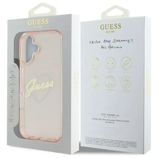 Guess IML Heart iPhone 16 Case - Pink - Cell phone cases and covers<<<HurtelXML