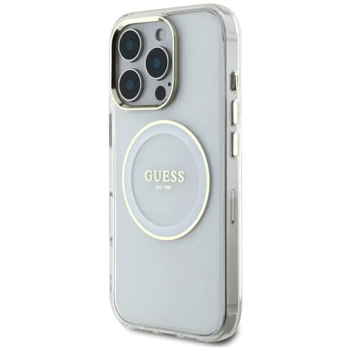 Guess IML Metal Colored Circle Classic Logo MagSafe case for iPhone 16 Pro - white - Cell phone cases