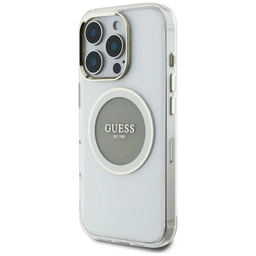 Guess IML Metal Colored Circle Classic Logo MagSafe case for iPhone 16 Pro - gray - Cell phone cases