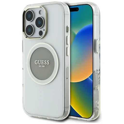 Guess IML Metal Colored Circle Classic Logo MagSafe case for iPhone 16 Pro Max - gray - Cell phone cases