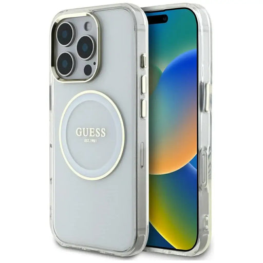 Guess IML Metal Colored Circle Classic Logo MagSafe case for iPhone 16 Pro Max - white - Cell phone cases