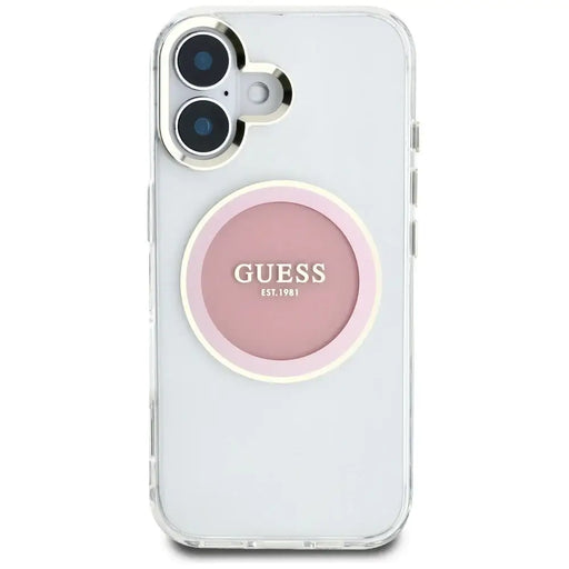 Guess IML Metal Colored Circle Classic Logo MagSafe iPhone 16 Case - Pink - Cell phone cases and covers<<<HurtelXML