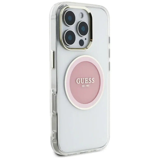 Guess IML Metal Colored Circle Classic Logo MagSafe iPhone 16 Pro Case - Pink - Cell phone cases and covers<<<HurtelXML