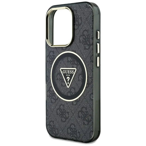 Guess IML Metal Glitter 4G Circle Triangle MagSafe Case for iPhone 16 Pro - Black - Cell phone cases
