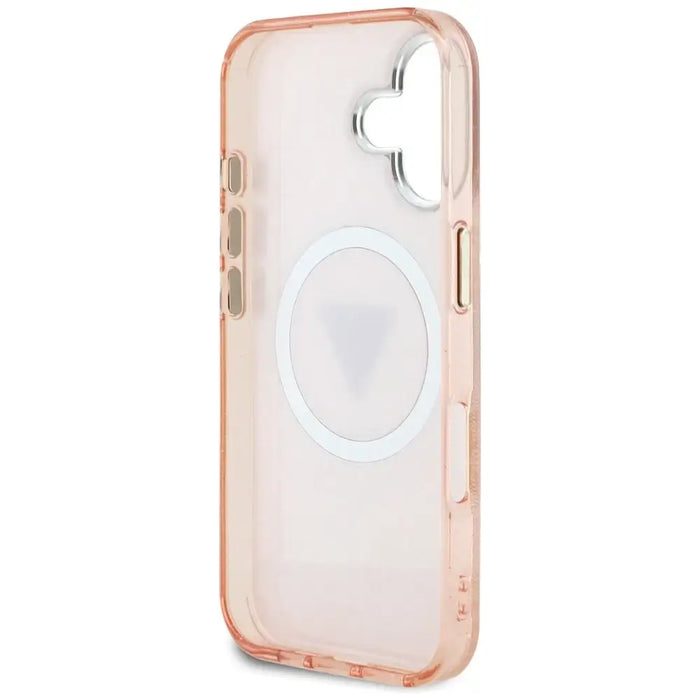 Guess IML Metal Glitter 4G Circle Triangle MagSafe case for iPhone 16 - pink - Cell phone cases and covers<<<HurtelXML