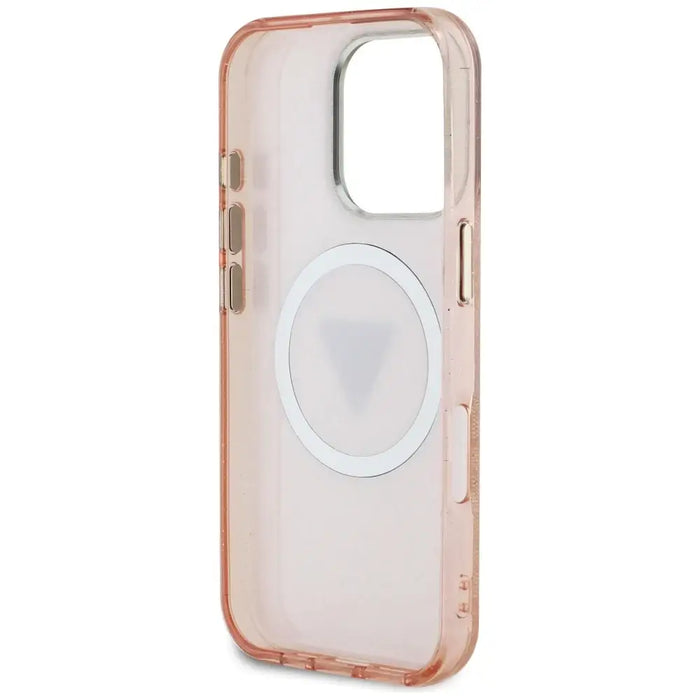 Guess IML Metal Glitter 4G Circle Triangle MagSafe Case for iPhone 16 Pro - Pink - Cell phone cases