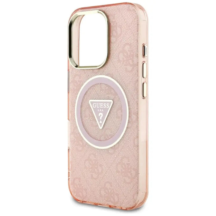 Guess IML Metal Glitter 4G Circle Triangle MagSafe Case for iPhone 16 Pro Max - Pink - Cell phone cases