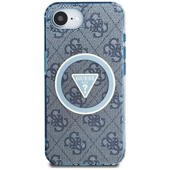 Guess IML Metal Glitter 4G Circle Triangle MagSafe Case for iPhone 16e - Blue - Cell phone cases and covers<<<HurtelXML
