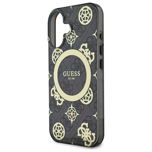 Guess IML Peony On 4G Background MagSafe case for iPhone 16 - black - Cell phone cases and covers<<<HurtelXML