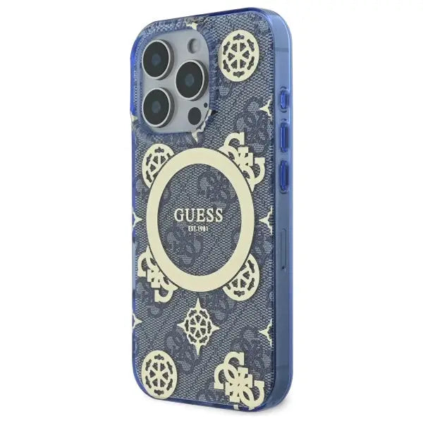 Guess IML Peony On 4G Background MagSafe Case for iPhone 16 Pro - Blue - Cell phone cases and covers<<<HurtelXML