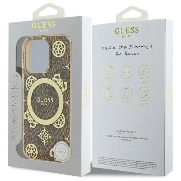Guess IML Peony On 4G Background MagSafe Case for iPhone 16 Pro - Brown - Cell phone cases and covers<<<HurtelXML