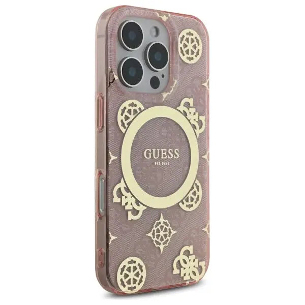 Guess IML Peony On 4G Background MagSafe Case for iPhone 16 Pro - Pink - Cell phone cases and covers<<<HurtelXML