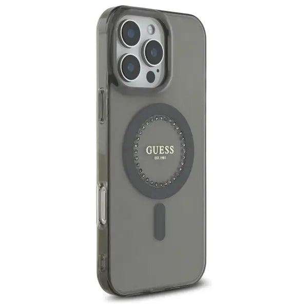 Guess IML Rhinestones MagSafe Case for iPhone 16 Pro Max - Black - Cell phone cases and covers<<<HurtelXML