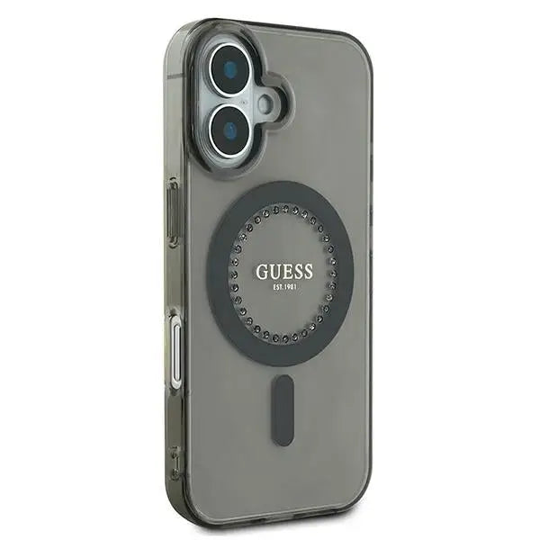 Guess IML Rhinestones MagSafe iPhone 16 Case - Black - Cell phone cases and covers<<<HurtelXML