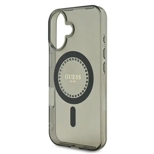 Guess IML Rhinestones MagSafe iPhone 16 Case - Black - Cell phone cases and covers<<<HurtelXML