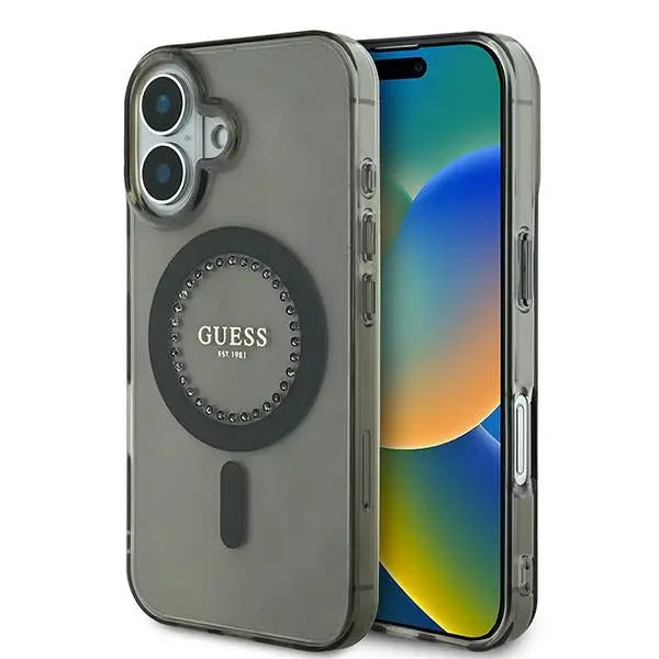 Guess IML Rhinestones MagSafe iPhone 16 Plus Case - Black - Cell phone cases and covers<<<HurtelXML