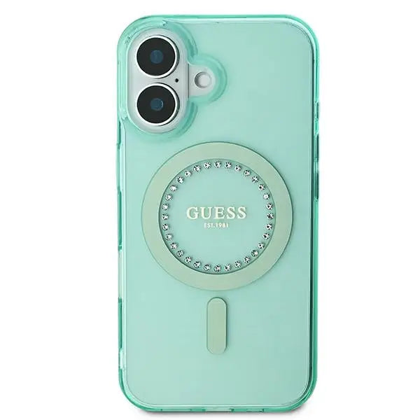 Guess IML Rhinestones MagSafe iPhone 16 Plus Case - Green - Cell phone cases and covers<<<HurtelXML