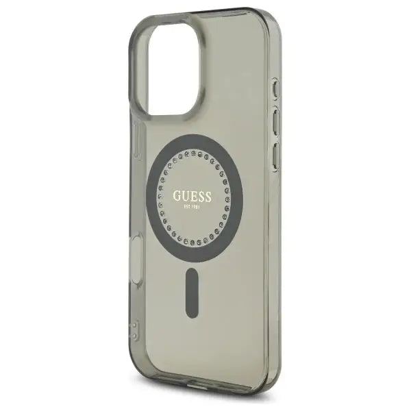 Guess IML Rhinestones MagSafe iPhone 16 Pro Case - Black - Cell phone cases and covers<<<HurtelXML