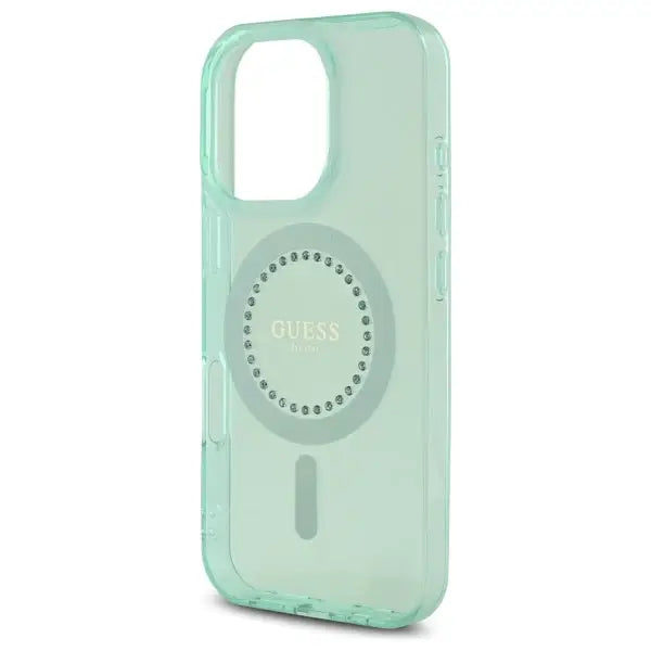 Guess IML Rhinestones MagSafe iPhone 16 Pro Case - Green - Cell phone cases and covers<<<HurtelXML