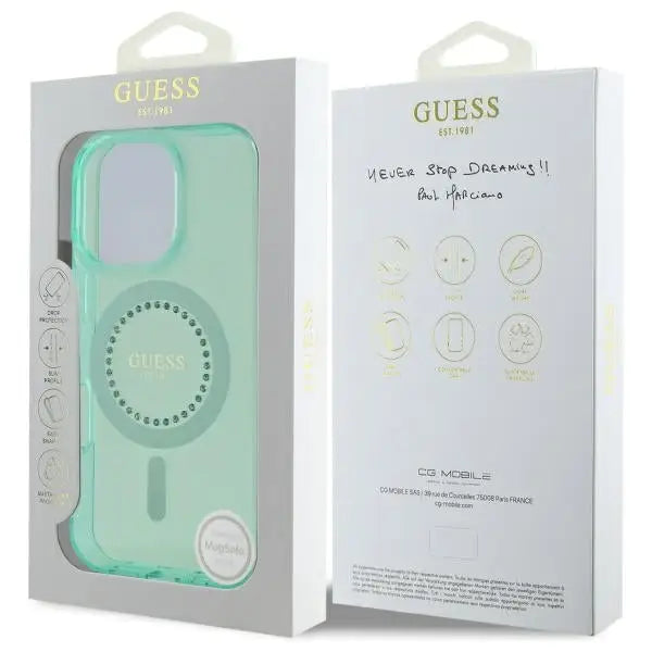 Guess IML Rhinestones MagSafe iPhone 16 Pro Case - Green - Cell phone cases and covers<<<HurtelXML