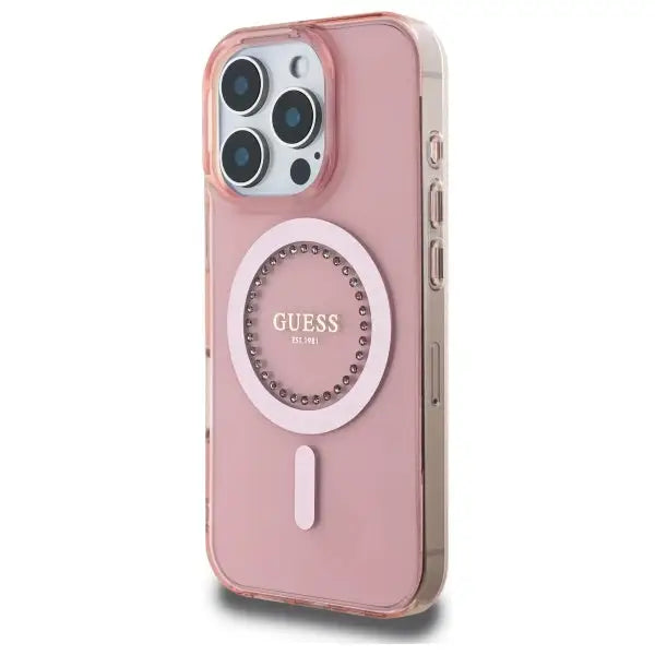 Guess IML Rhinestones MagSafe iPhone 16 Pro Case - Pink - Cell phone cases and covers<<<HurtelXML