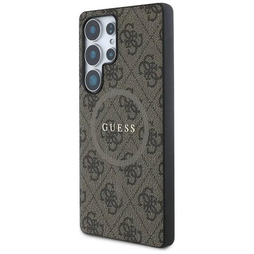 Guess Leather 4G Colored Ring Classic Logo MagSafe Case Samsung Galaxy S25 Ultra brown - Cell phone cases