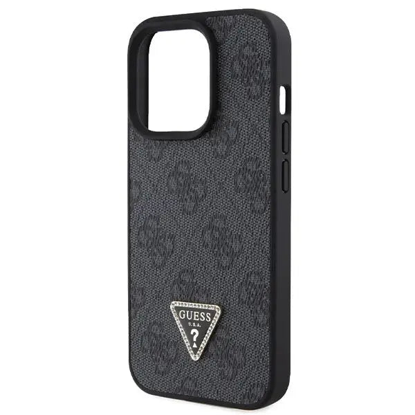 Guess Leather 4G Diamond Triangle case for iPhone 15 Pro Max - black - Cell phone cases and covers<<<HurtelXML