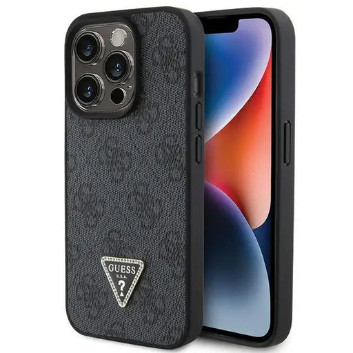 Guess Leather 4G Diamond Triangle case for iPhone 15 Pro Max - black - Cell phone cases and covers<<<HurtelXML