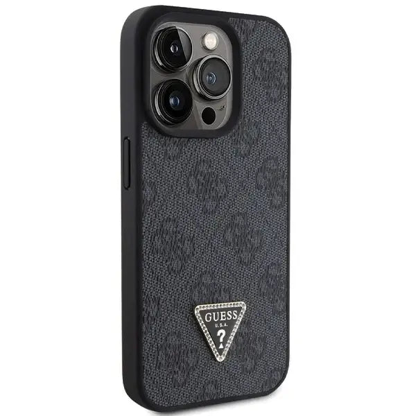 Guess Leather 4G Diamond Triangle case for iPhone 15 Pro Max - black - Cell phone cases and covers<<<HurtelXML
