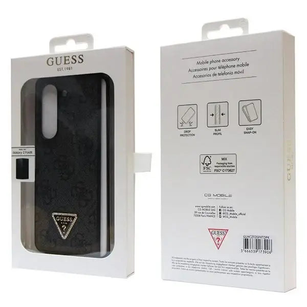 Guess Leather 4G Diamond Triangle case for Samsung Galaxy Z Fold 5 - black - Cell phone cases and covers<<<HurtelXML