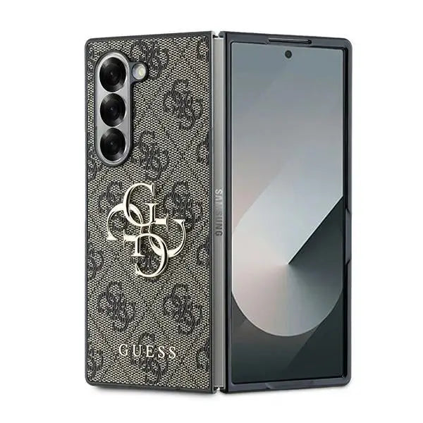 Guess Leather 4G Metal Logo Case for Samsung Galaxy Z Fold 6 - Brown - Cell phone cases and covers<<<HurtelXML