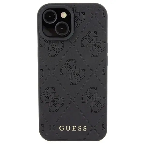 Guess Leather 4G Stamped case for iPhone 15 - black - Cell phone cases and covers<<<HurtelXML