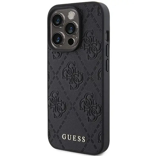 Guess Leather 4G Stamped case for iPhone 15 Pro Max - black - Cell phone cases and covers<<<HurtelXML