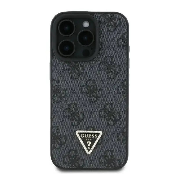 Guess Leather 4G Triangle Strass Case for iPhone 16 Pro - Black - Cell phone cases and covers<<<HurtelXML
