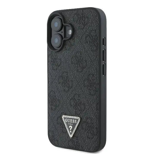 Guess Leather 4G Triangle Strass MagSafe Case for iPhone 16 - Black - Cell phone cases and covers<<<HurtelXML