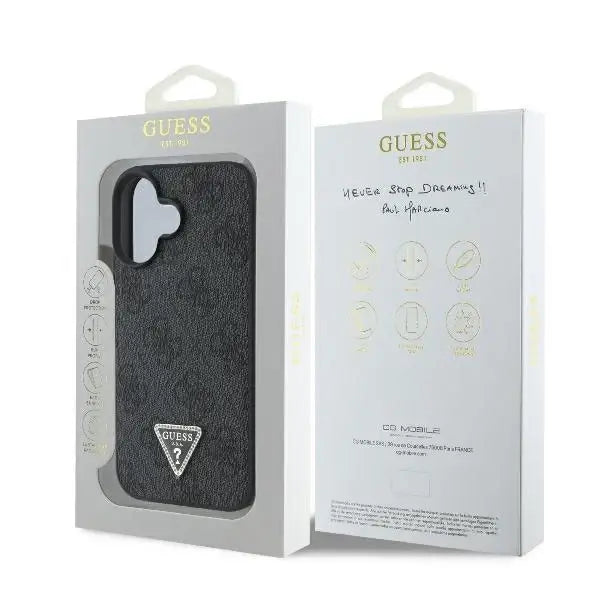 Guess Leather 4G Triangle Strass MagSafe Case for iPhone 16 Plus - Black - Cell phone cases and covers<<<HurtelXML