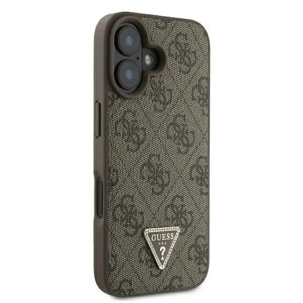 Guess Leather 4G Triangle Strass MagSafe Case for iPhone 16 Plus - Brown - Cell phone cases and covers<<<HurtelXML