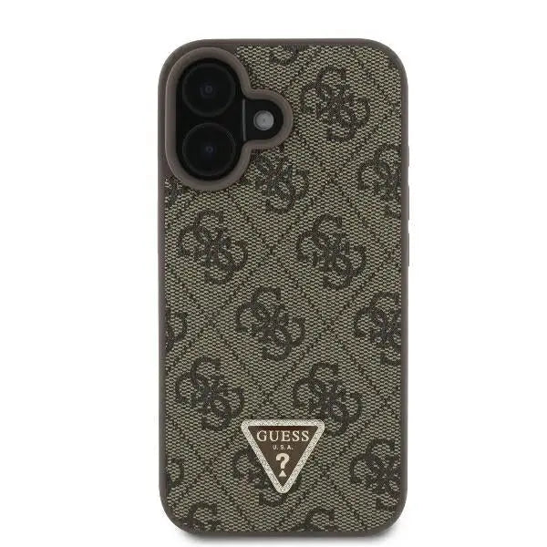 Guess Leather 4G Triangle Strass MagSafe Case for iPhone 16 Plus - Brown - Cell phone cases and covers<<<HurtelXML