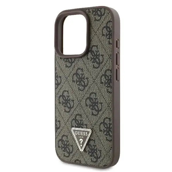 Guess Leather 4G Triangle Strass MagSafe Case for iPhone 16 Pro - Brown - Cell phone cases and covers<<<HurtelXML
